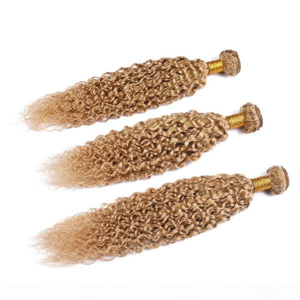 

honey blonde malaysian curly human hair bundles #27 light brown virgin hair extensions kinky curly blonde human hair weave bundles 300gram, Black