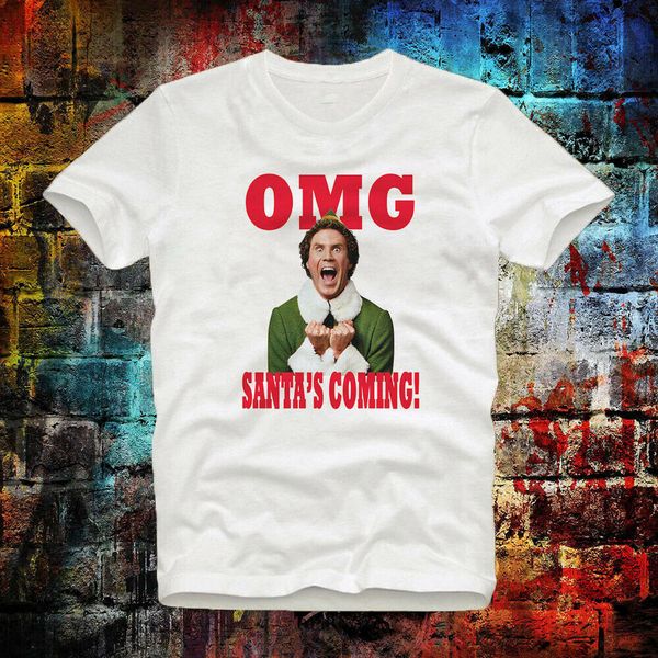 

omg санта приходит тенниска рождество смешные эльф xmas unisex ladiesmen женские b426 фитнес плюс размер tee shirt спорта толстовка с капюшо