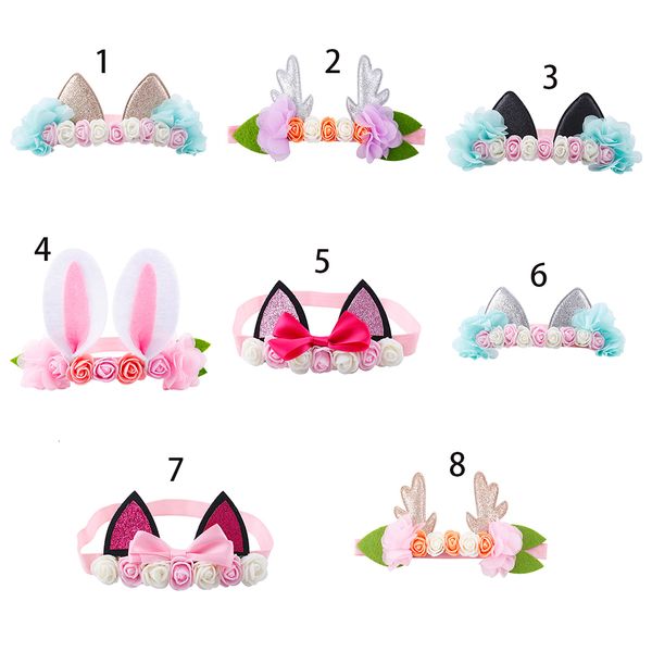 

headbands ear kids girls cat lovely baby headband animal hairbands flower chiffoon head bands cute rabbit hair accessori