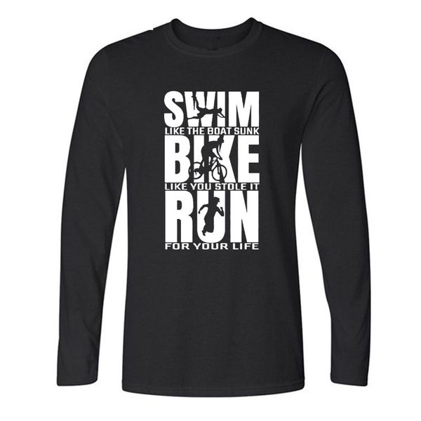 

triathlon triathlete runninger swimmings bikings funny summer long sleeve streetwear tees black sport hooded sweatshirt hoodie men t shirt
