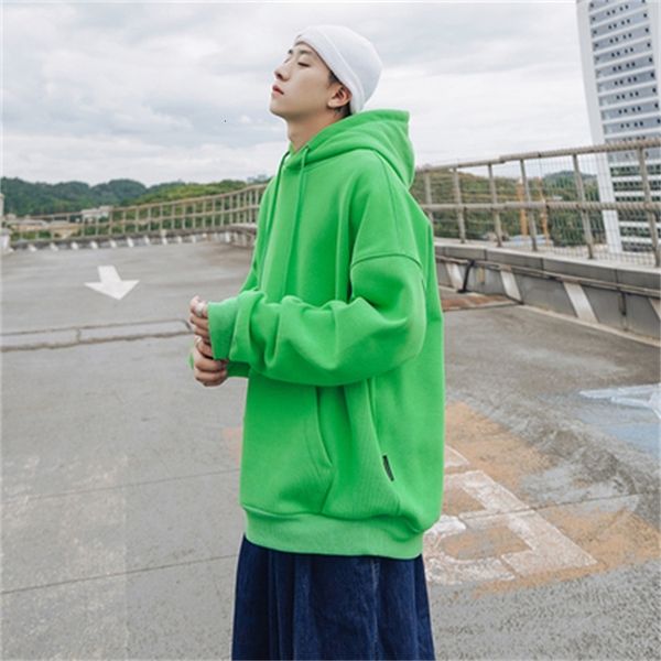 

autumn 2021 and winter new thick solid plus velvet nightgown men in hoodies sweater loose clothes youth coat fzwr, Black