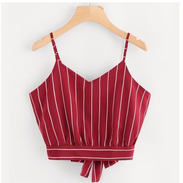 

explosion chiffon printed camisole multicolor short sling strap bow womens clothing pink women print short red shirt y200701, White