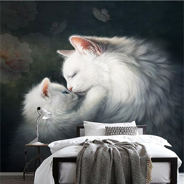 Carta da parati fotografica personalizzata 3D Gatti Animali Murales Soggiorno Camera da letto per bambini Decorazioni per la casa Pittura murale in stile europeo Papel De Parede 3D