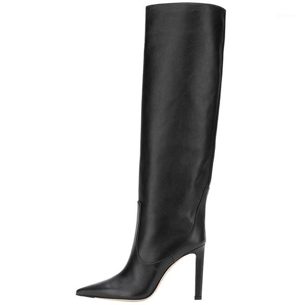 

2020 big size 34-45 new brand women boots pointed toe stiletto high heels boots knee high women nightclub shoes1, Black