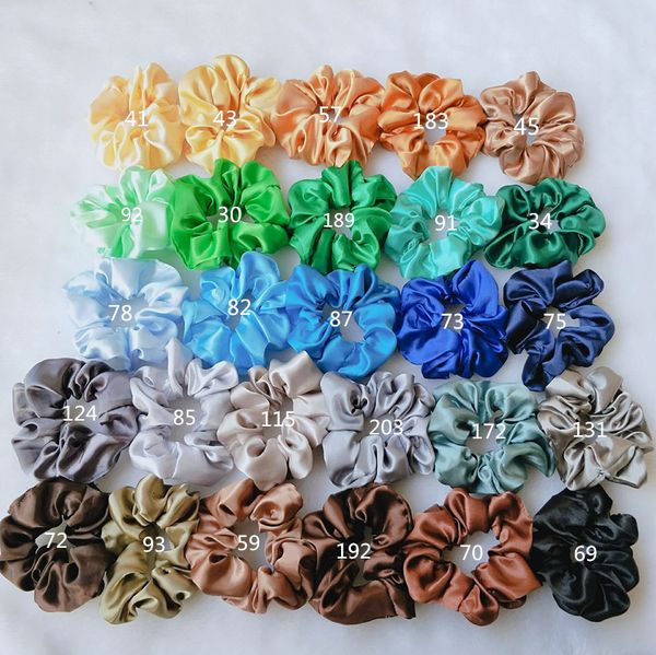 

stretchy 52 scrunchies colors satin women solid elastic bands girls headwear silky loop ponytail holder hair r