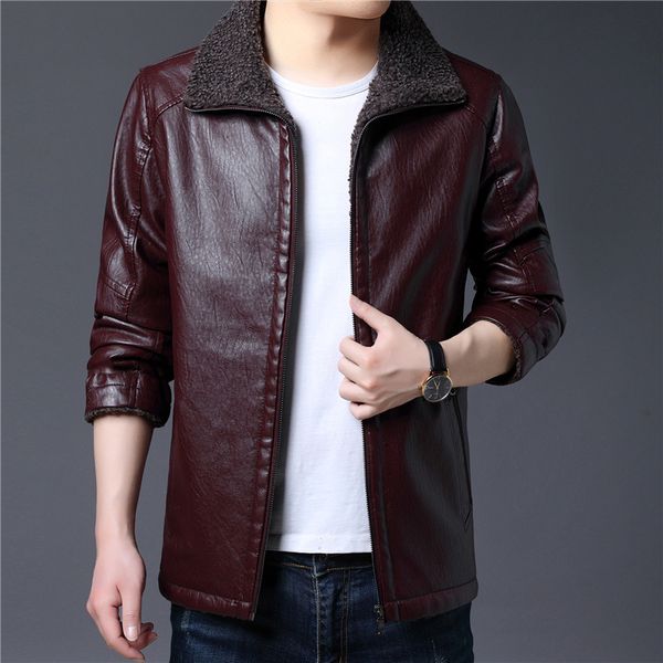 

mens jacket style autumn winter men's leather jackets kg-693, Black