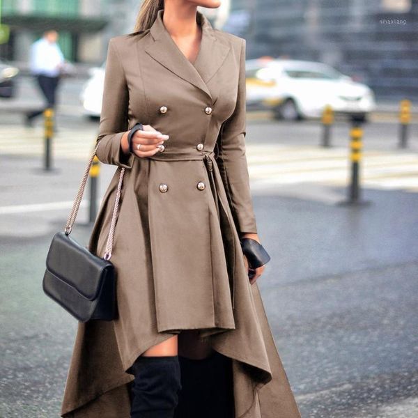 

women's trench coats 2021 autumn winter casual loose coat with sashes oversize double breasted vintage overcoats windbreaker outwear#j3, Tan;black