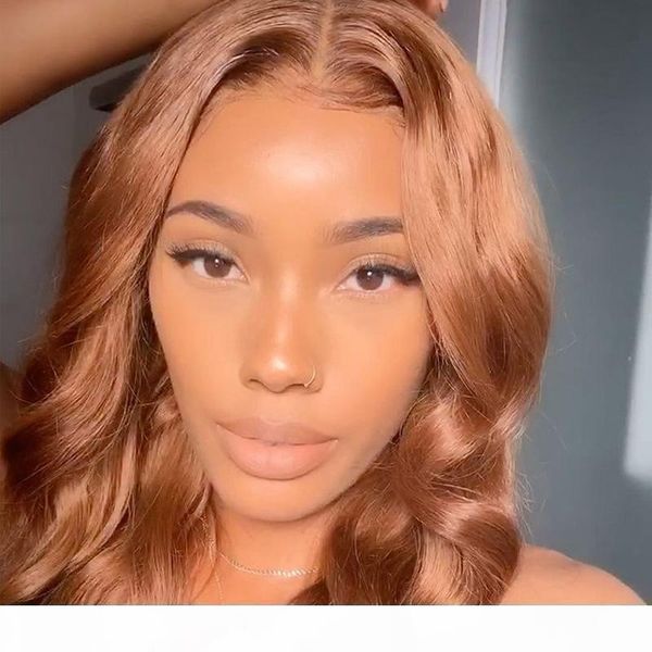 

lace front human hair wigs for black women wavy brown 13x4 lace wig #4 brazilian remy hair 150% pre plucked natural hairline, Black;brown