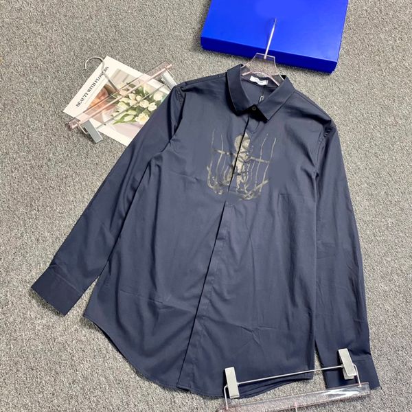 

2022 men's dress shirt luxury slim silk t-shirt long sleeve casual business clothing plaid brand 17 color -3xl 012, White;black