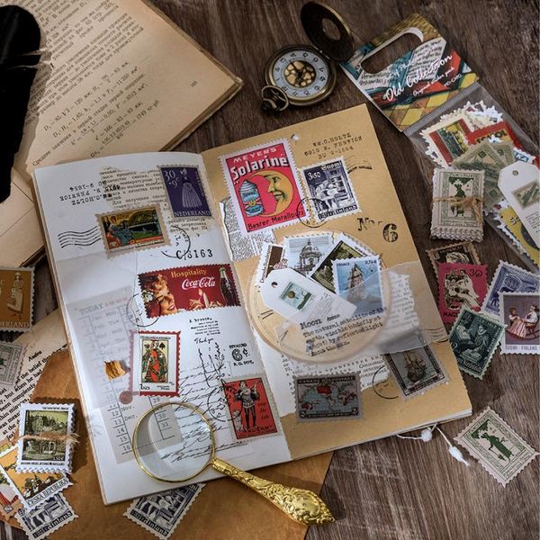 

60 pcs lot vintage stamp stickers pack van gogh aesthetic sticker scrapbooking decorative diary stick label album journal jllcrk yeah2010