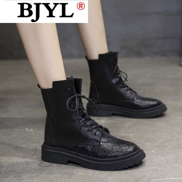 

2020 new winter women boots fashion zipper casual pu women boots round toe low heel lace-up warm women's ankle botas mujer, Black