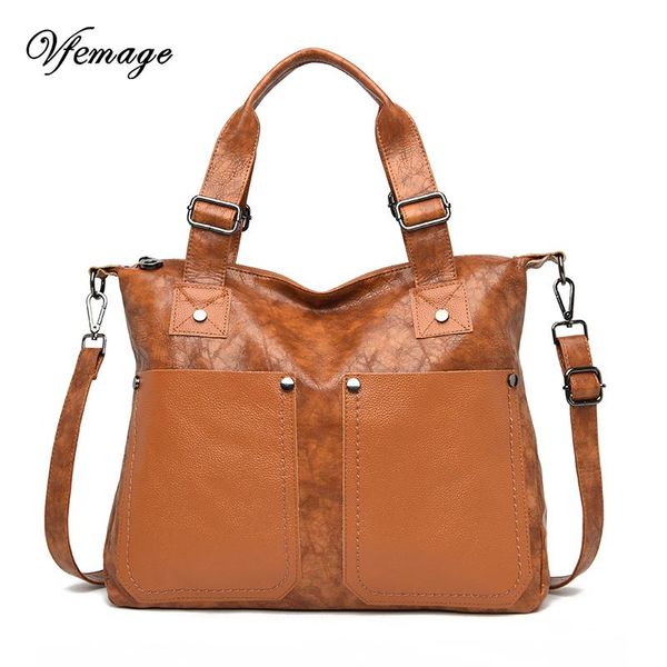 

vfemage cow leather casual totes bag women handbags ladies shoulder bags large capacity female hand bag sac femme