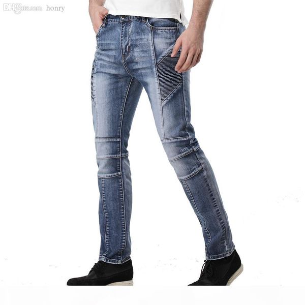 

wholesale-new arrival fashion men jeans black racer motorcycle jeans zipper style hip hop jeans for men size 30-38 y2062, Blue