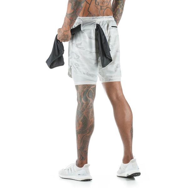 

new style men's sports shorts smooth double layer running outdoor fitness training marathon quick dry capris, White;black