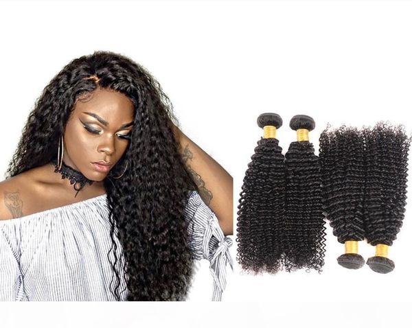

viya kinky curly hairstyle bundles weave 4 pieces malaysian non-remy hair extensions natural black color ing