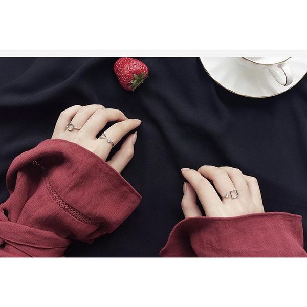 

simple geometric polygonal triangle square open diamond ring tail ring w sqcjiz dh_seller2010, Silver