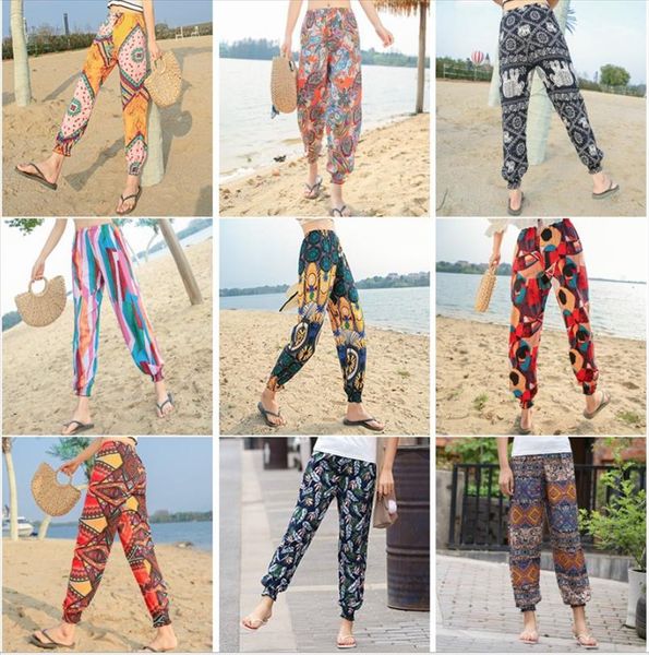 

womens taro bohemia flower wholesale summer ladies cotton casual pants beach pants home leisure nine points harem s 2xl, Black;white