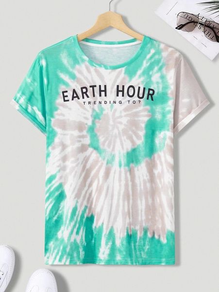 

men random tie dye slogan graphic tee k1sg#, White;black