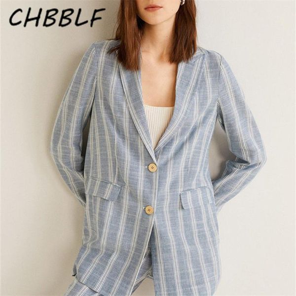 

chbblf women vintage striped blazer long sleeve single breasted coat female casual chic outerwear casaco dft37356, White;black