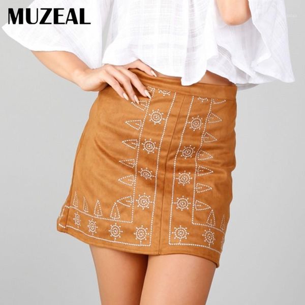 

muzeal 2017 autumn embroidery skirts bodycon lady suede skirts night club party casual all match young lady a line 1871, White;black