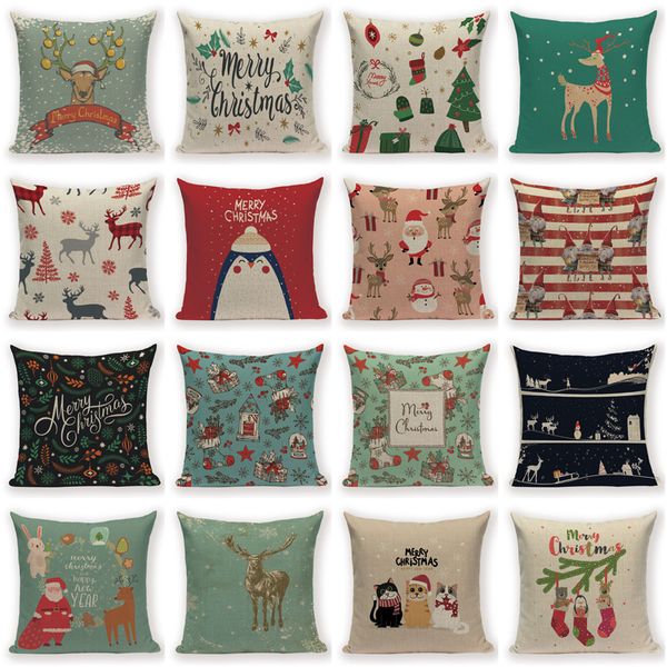 

christmas decorations for home pillows cushion covers linen new year's decor pillow case xmas decoration cushions cover for sofa