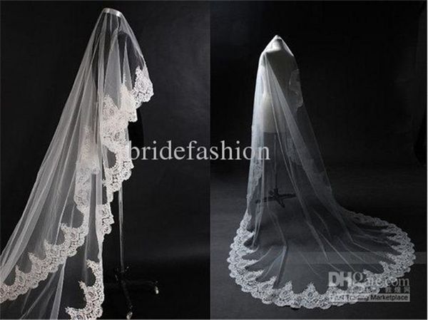 

amazing one layer chic tulle lace bridal veils, Black