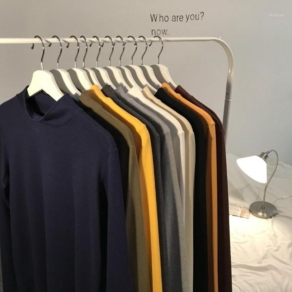 

2019 men's pure cotton clothes coats half high collar hoodies long sleeve pullover casual sweatshirts 10 color bottoming shirt1, Black