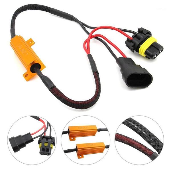 

2 pcs 9005 50w 6 ohm load resistor wiring harness led canbus decoder error error canceler decoder 9005 adapter anti-flicker1