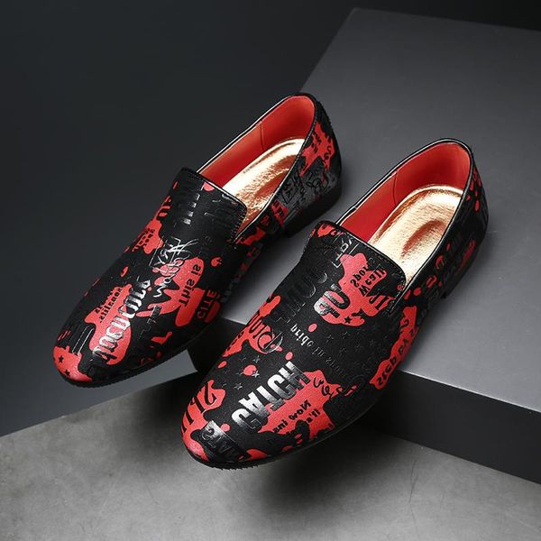

2020 exquisite letter embroidery man dress shoes men loafers elegant shoes for man fashion casual flats plus size, Black