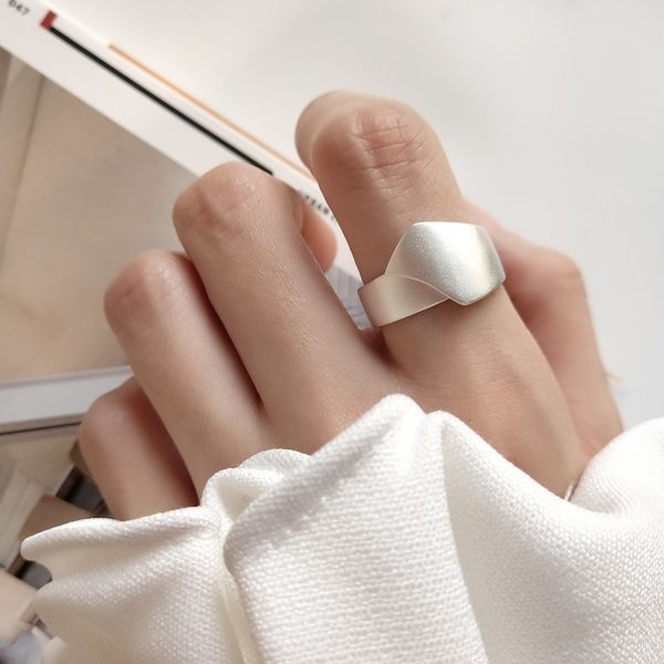

new minimalism 925 sterling silver handmade vintage jewelry american european original matt silver designer adjustable rings gift for women
