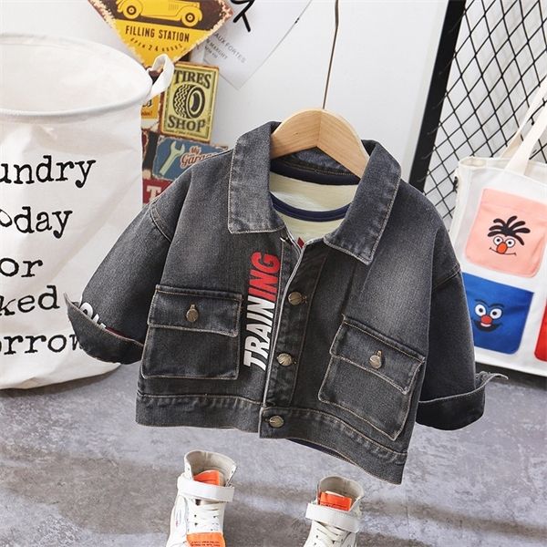 

2020 baby boy clothes autumn boy denim jacket coat fashion children's clothing cartoon print soft coat boy girl clothes 1029, Blue;gray