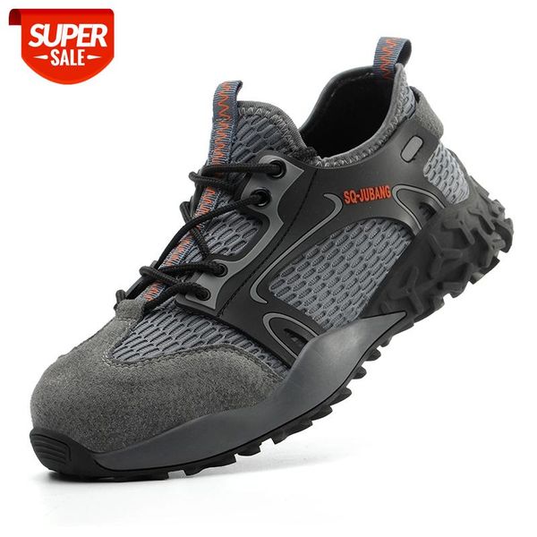 

jubang brand men safety shoes breathable summer boots big size 47 48 steel toe caps anti-piercing mesh women work shoes 37-48 #et3r
