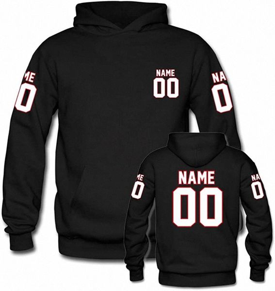 

men's number hoodie front back or both sleeve 2 or 4 side print hoody x55t#, Black