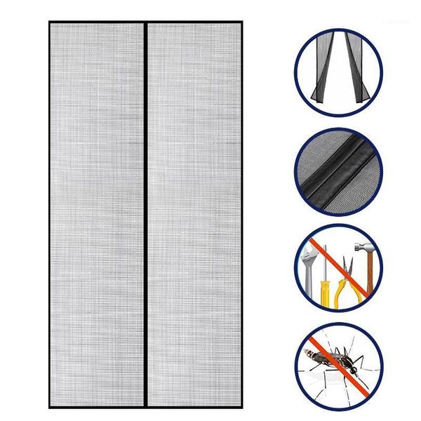 

hands magnetic screen door mesh curtain keeps bugs out full frame magnets drill install auto close kid pet 100x220cm1