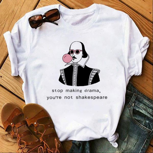 

new women t shirt funny cartoon print vintage tshirt fashion t shirt harajuku summer short sleeves femme tee shirt, White