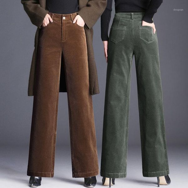 

women trousers autumn winter corduroy pants new fashion high waist casual pants loose large size straight women clothing1, Black;white