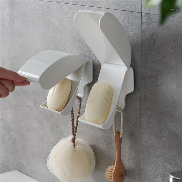 

bathroom soap sink caddy sponge brush punch holder organizer wall mounted storage rack non-stick paste wall soap box @51