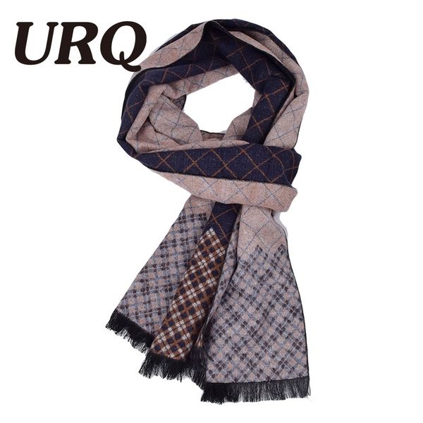 

urq] man checked winter scarves fashion style long cashmere scarf soft warm wraps casual style men muffler a3a18909 y200110, Blue;gray