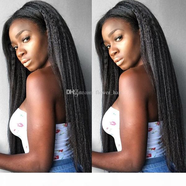 

5*4.5'' yaki straight silk base wigs virgin brazilian human hair italian yaki silk glueless full lace wig, Black;brown