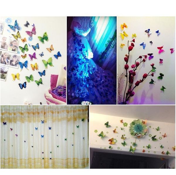 

12pcs 3d butterfly wall sticker pvc simulation stereoscopic butterfly mural sticker fridge magnet art decal kid room h bbylko sweet07