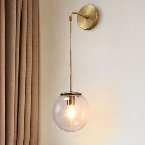 

wall lamp thrisdar golden retro glass ball light nordic bedroom bedside aisle corridor bathroom mirror pub cafe