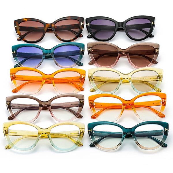 New Chegada do olho de gato Mulheres Sexy Sunglasses várias cores doces Lentes grandes Moda Thick Quadro Pesado Óculos