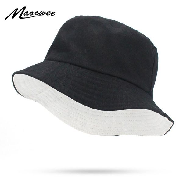

cloches panama bucket reversible foldable solid black white flat fisherman cap for men women men's bones 2021, Blue;gray