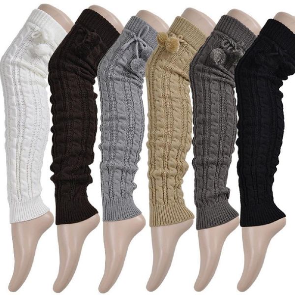 

socks & hosiery winter warm knitting long women girls knee high stockings leggings crochet boot cuffs beenwarmers, Black;white
