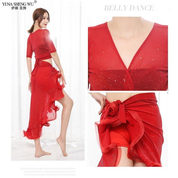 

women fashion belly dance oriental costumes skirts split practice clothes professional belly dance costume clothes wear1, Black;red