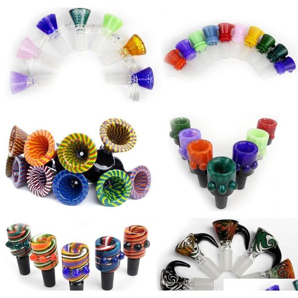 

14mm male glass bowl tobacco wig wag slide bowl piece for glass water bongs dab rigs multi styles vunbb