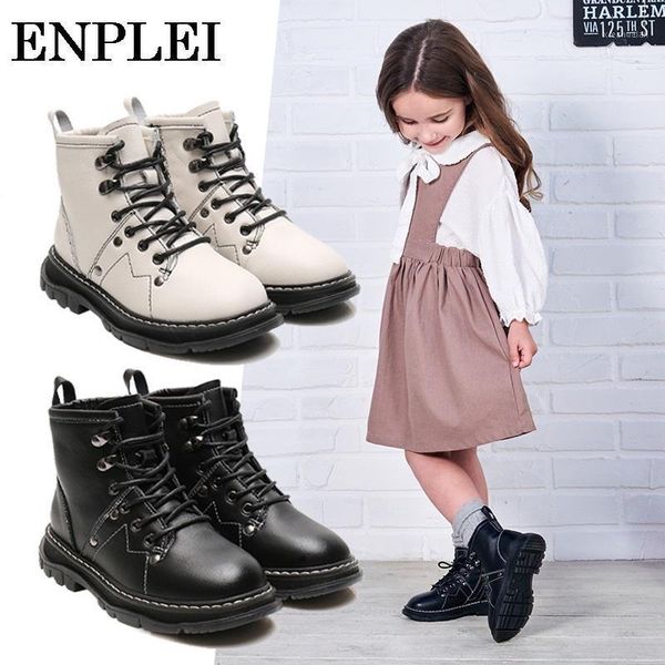 

boots enplei children snow waterproof shoes kids genuine leather boy girls warm sport size 26-371, Black;grey