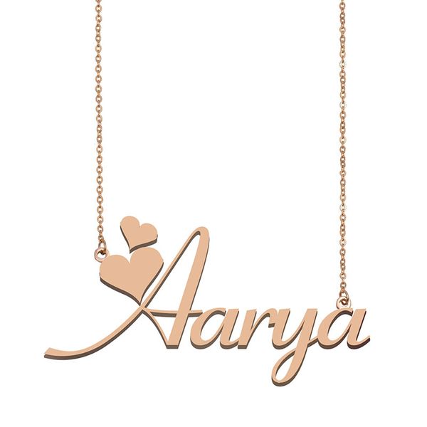 

aarya custom name necklace personalized pendant for men boys birthday gift friends jewelry 18k gold plated stainless steel, Silver