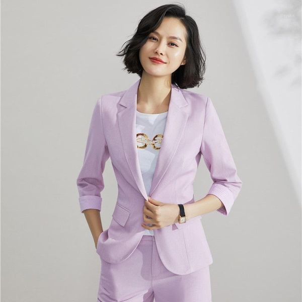 

fashion casual women blazers and jackets pink half sleeve ladies clothes elegant office uniform styles1, White;black