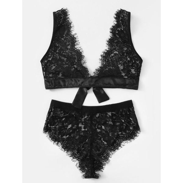 

bras sets jaycosin thong lady bra set lace hollow out bralette underwear panty intimates black red women brief 2021jan1, Red;black